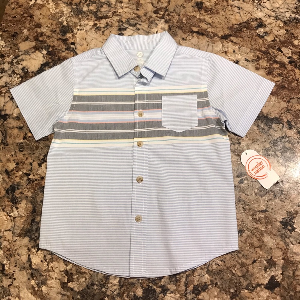 Wonder Nation Blue striped Woven Top